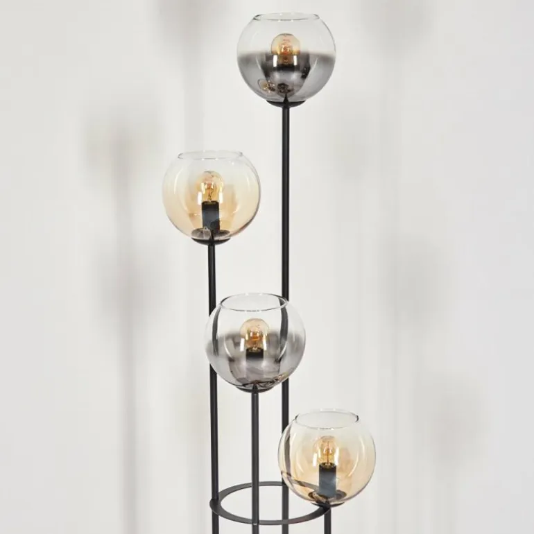 Koyoto Lampadaire 30 cm Bois clair, Noir, 4 lumières