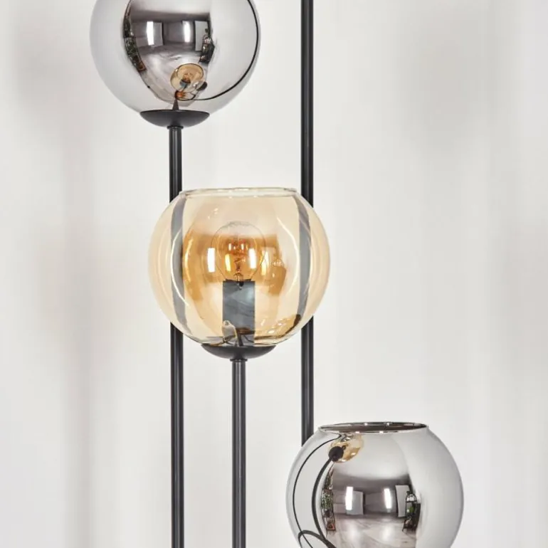 Koyoto Lampadaire 30 cm Bois clair, Noir, 4 lumières