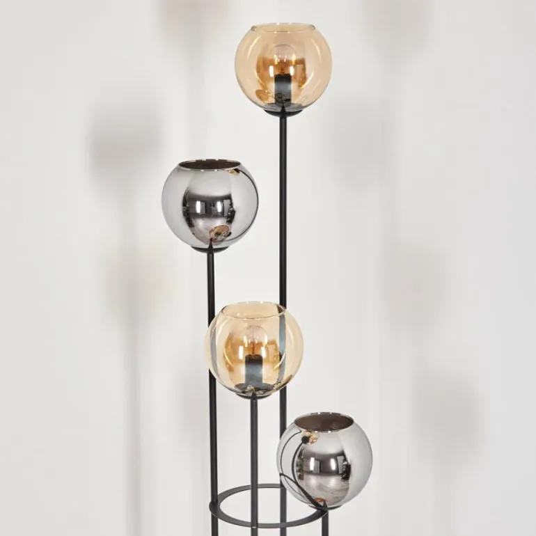 Koyoto Lampadaire 30 cm Bois clair, Noir, 4 lumières