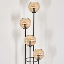 Koyoto Lampadaire 30 cm Bois clair, Noir, 4 lumières