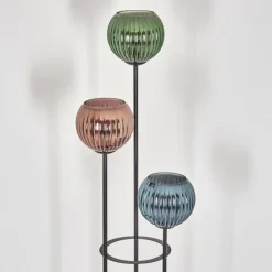 Koyoto Lampadaire 30 cm Bois foncé, Noir, 3 lumières