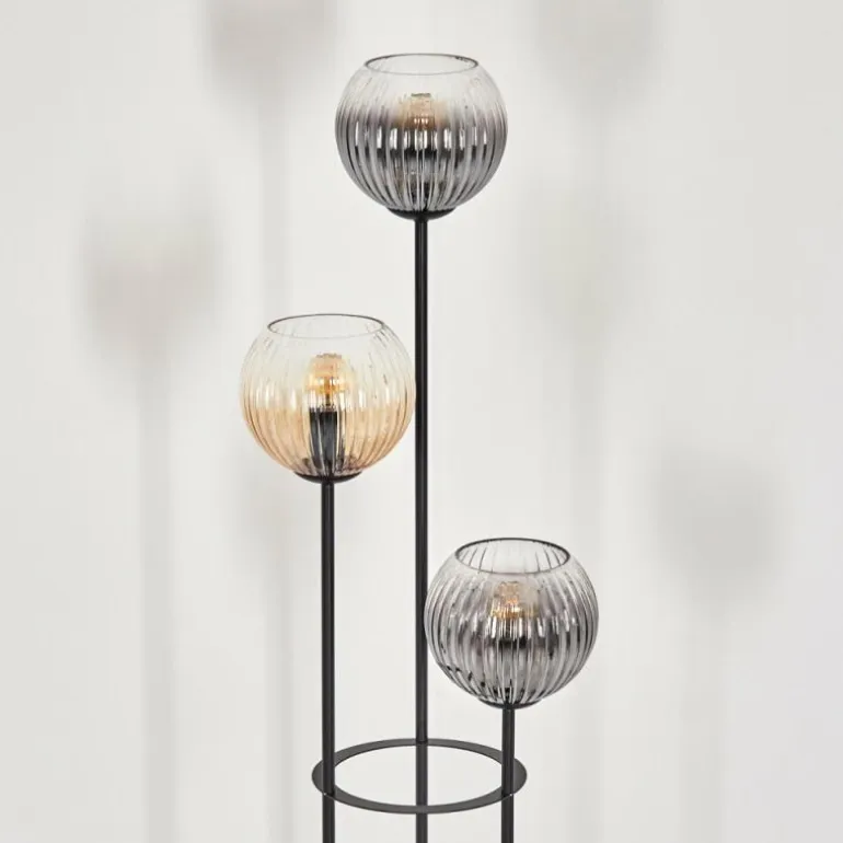 Koyoto Lampadaire 30 cm Bois clair, Noir, 3 lumières