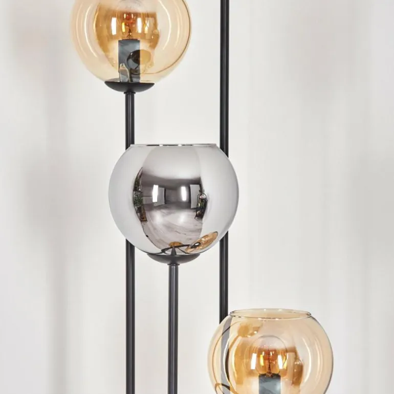 Koyoto Lampadaire 30 cm Bois foncé, Noir, 4 lumières