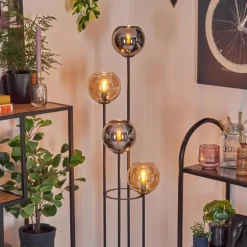 Koyoto Lampadaire 30 cm Bois foncé, Noir, 4 lumières
