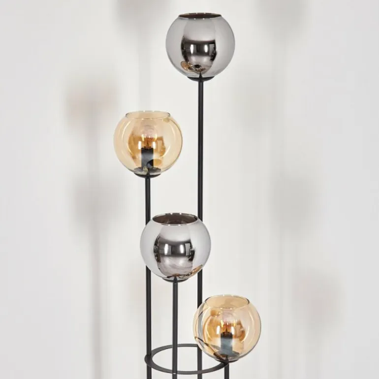 Koyoto Lampadaire 30 cm Bois foncé, Noir, 4 lumières