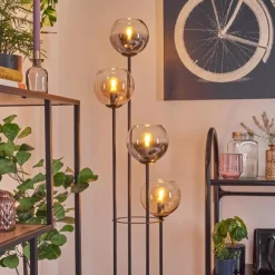 Koyoto Lampadaire 30 cm Bois foncé, Noir, 4 lumières