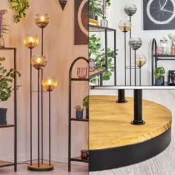Koyoto Lampadaire 30 cm Bois foncé, Noir, 4 lumières