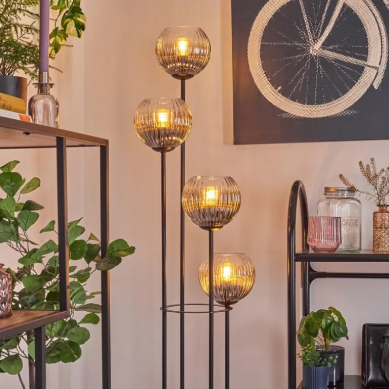 Koyoto Lampadaire 30 cm Clair, Fumé, 4 lumières