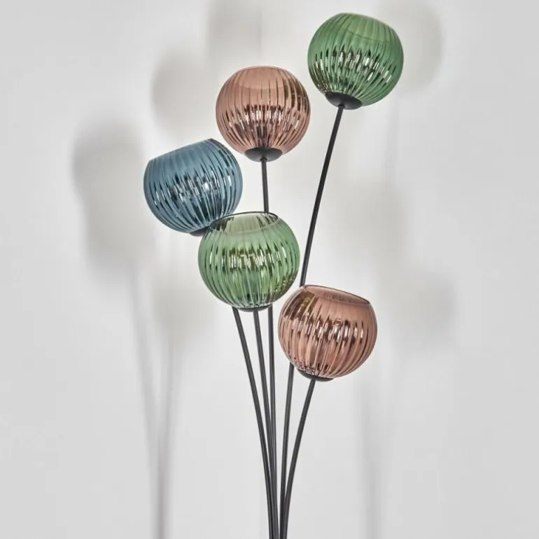 Koyoto Lampadaire Bleu, Vert, Cuivré, 5 lumières