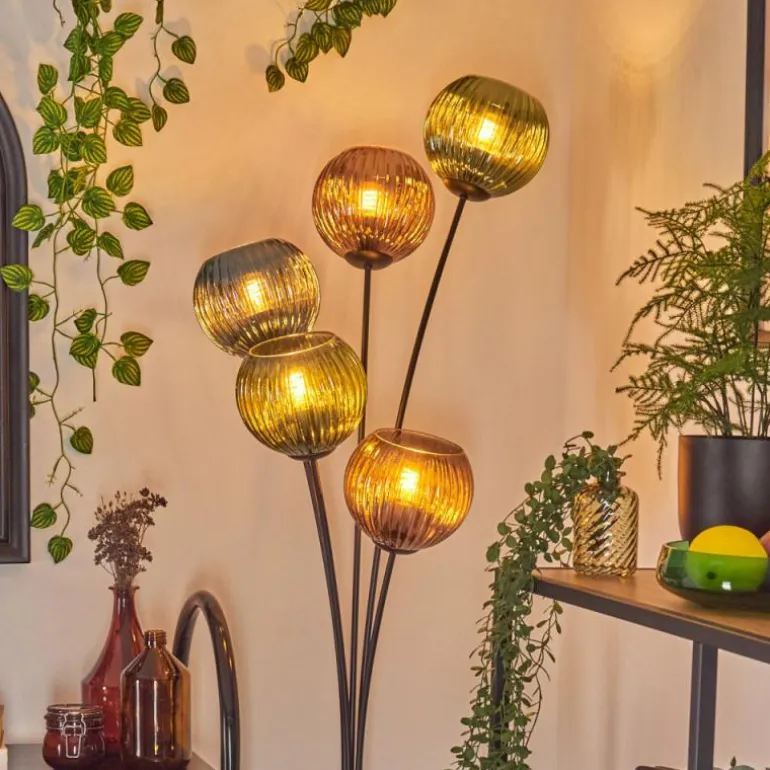 Koyoto Lampadaire Bleu, Vert, Cuivré, 5 lumières