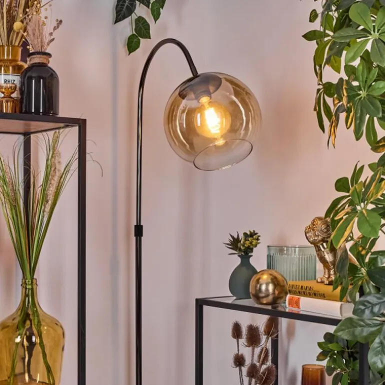 Koyoto Lampadaire Chrome, Noir, 1 lumière