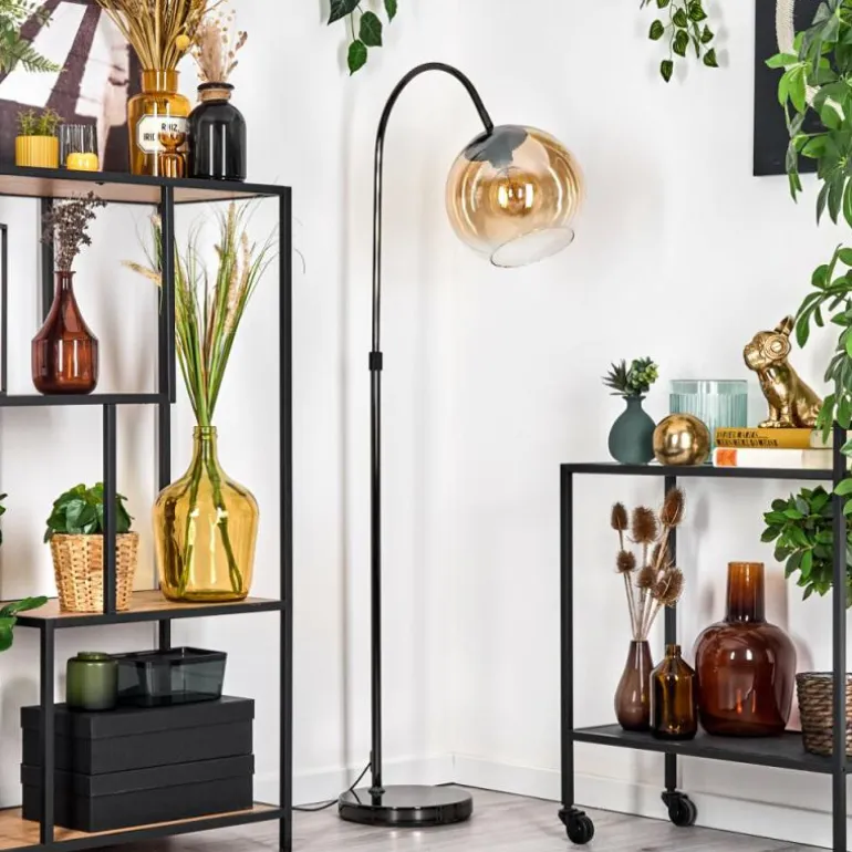 Koyoto Lampadaire Chrome, Noir, 1 lumière