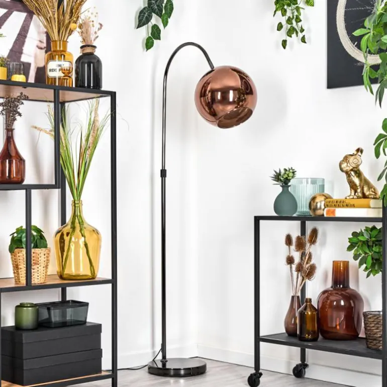 Koyoto Lampadaire Chrome, Noir, 1 lumière