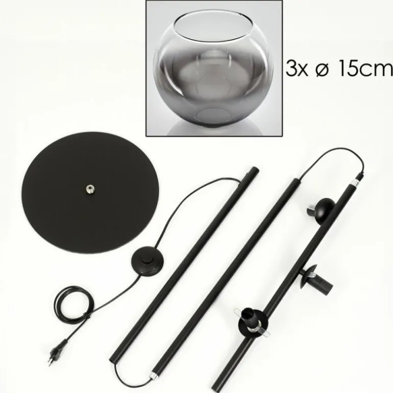 Koyoto Lampadaire Clair, Fumé, 3 lumières
