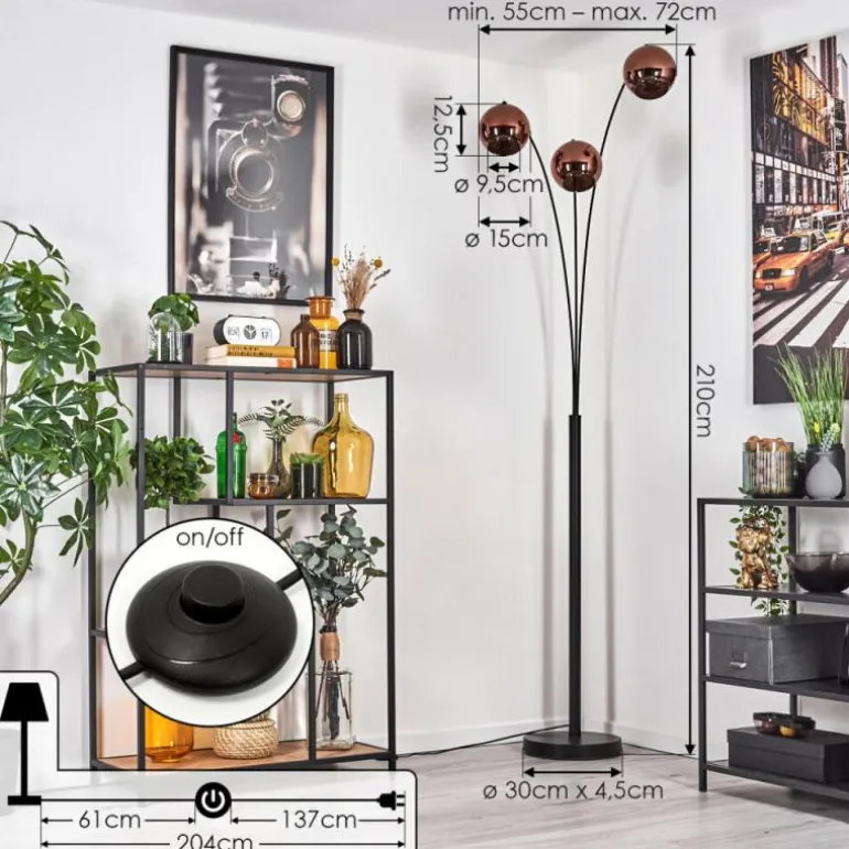 Koyoto Lampadaire Noir, 3 lumières