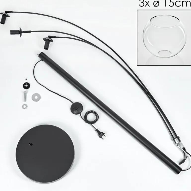 Koyoto Lampadaire Noir, 3 lumières