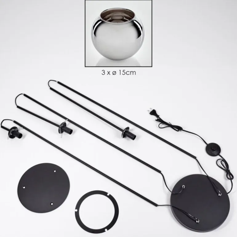 Koyoto Lampadaire Noir, 3 lumières