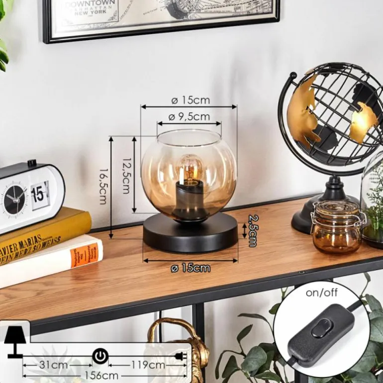 Koyoto Lampe à poser 15 cm Noir, 1 lumière