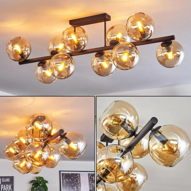 Koyoto Plafonnier, Boule lumineuse Ambre, 10 lumières
