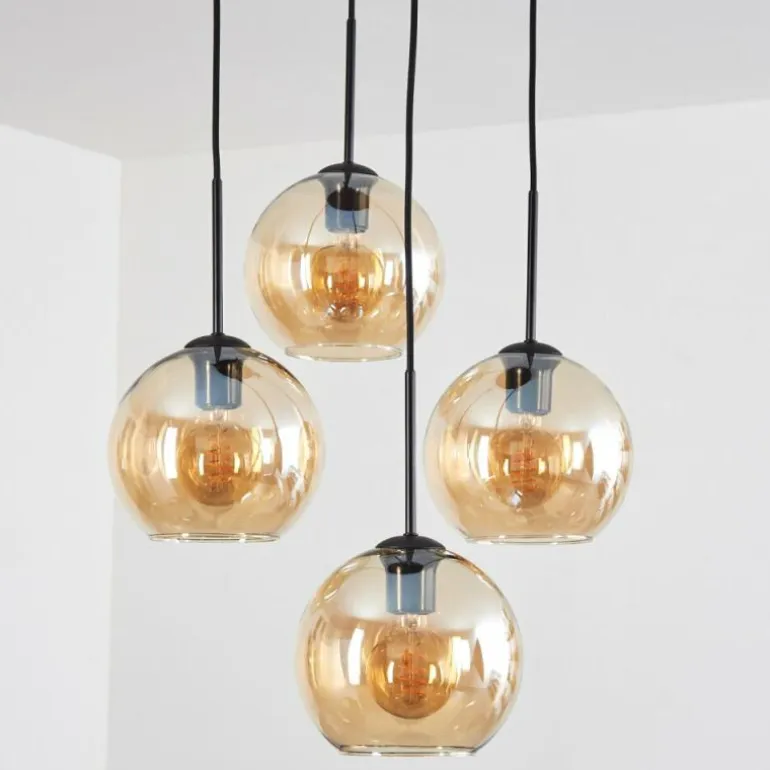 Koyoto Suspension, Boule lumineuse Ambre, 4 lumières