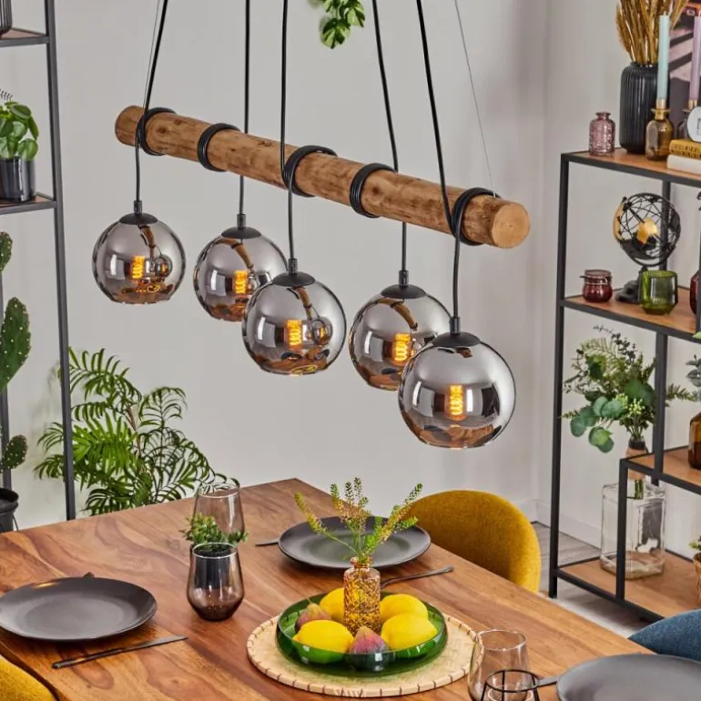Koyoto Suspension, Boule lumineuse, Suspension Écru, Noir, 5 lumières