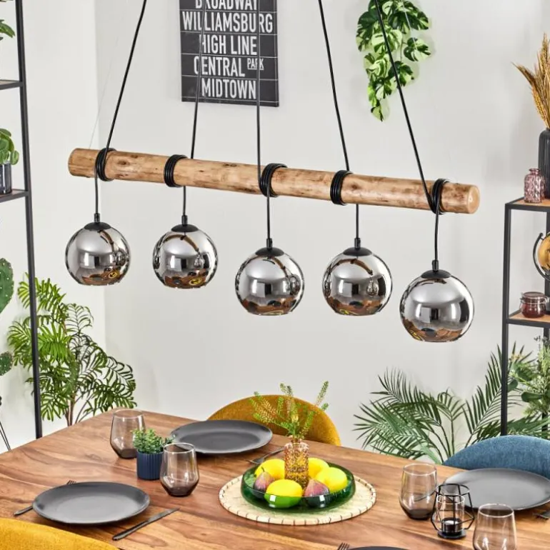 Koyoto Suspension, Boule lumineuse, Suspension Écru, Noir, 5 lumières