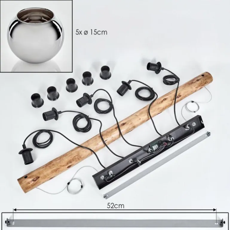 Koyoto Suspension, Boule lumineuse, Suspension Écru, Noir, 5 lumières