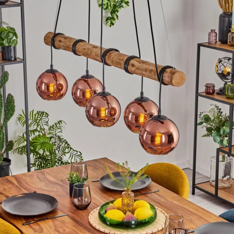 Koyoto Suspension, Boule lumineuse, Suspension Écru, Noir, 5 lumières