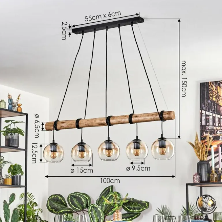 Koyoto Suspension, Boule lumineuse, Suspension Écru, Noir, 5 lumières