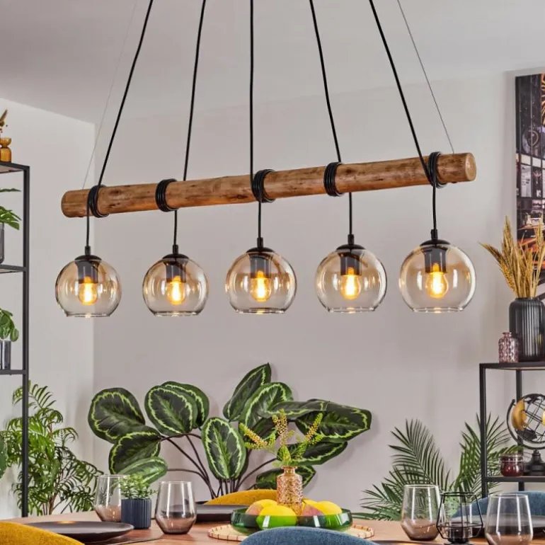 Koyoto Suspension, Boule lumineuse, Suspension Écru, Noir, 5 lumières