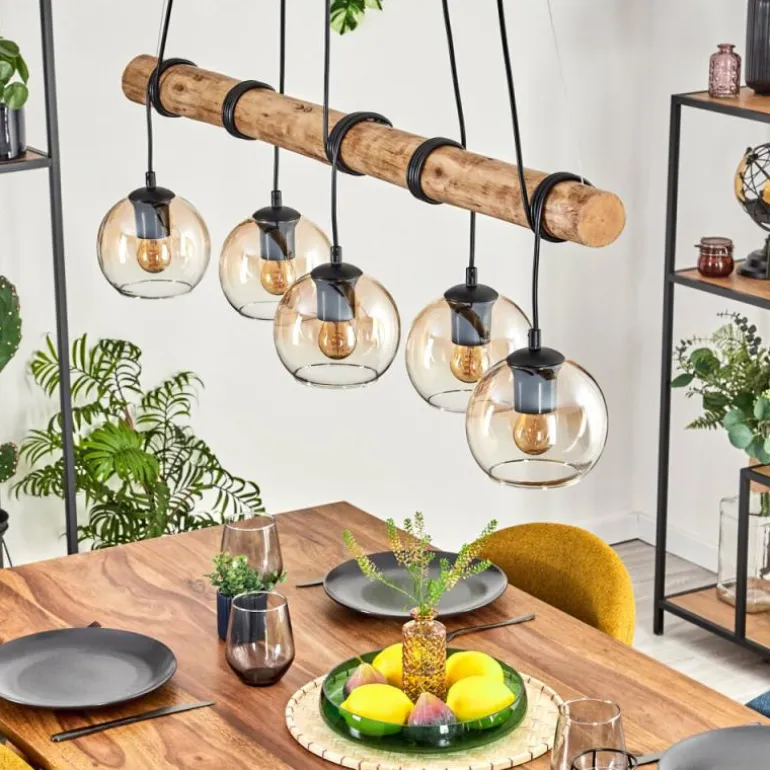 Koyoto Suspension, Boule lumineuse, Suspension Écru, Noir, 5 lumières