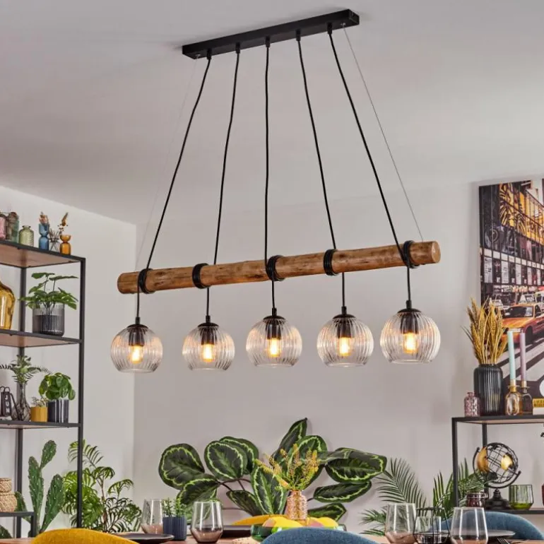 Koyoto Suspension, Boule lumineuse, Suspension Écru, Noir, 5 lumières