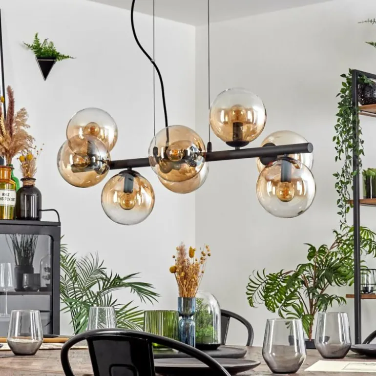 Koyoto Suspension, Boule lumineuse, Suspension Ambre, Clair, 8 lumières