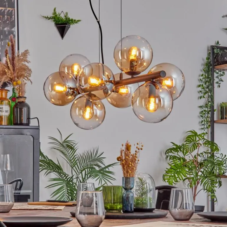 Koyoto Suspension, Boule lumineuse, Suspension Ambre, Clair, 8 lumières