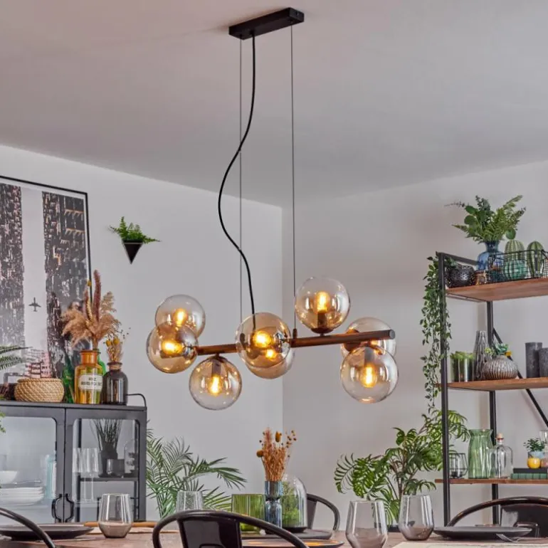 Koyoto Suspension, Boule lumineuse, Suspension Ambre, Clair, 8 lumières