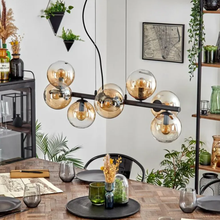 Koyoto Suspension, Boule lumineuse, Suspension Ambre, Clair, 8 lumières