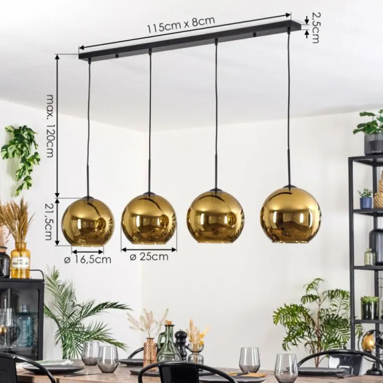 Koyoto Suspension, Boule lumineuse, Suspension Or, 4 lumières
