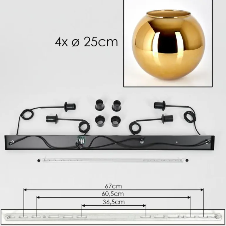 Koyoto Suspension, Boule lumineuse, Suspension Or, 4 lumières