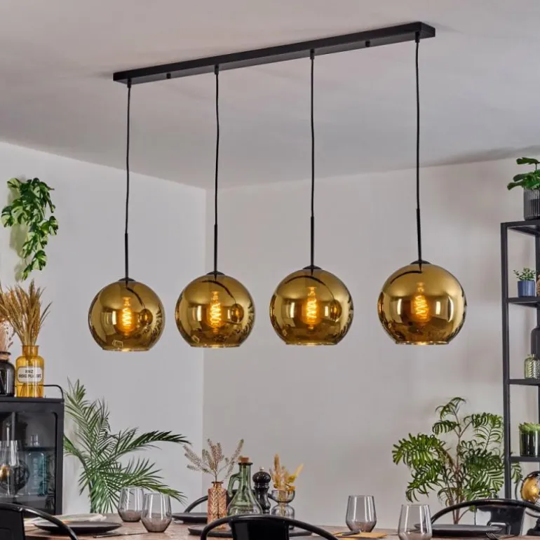 Koyoto Suspension, Boule lumineuse, Suspension Or, 4 lumières