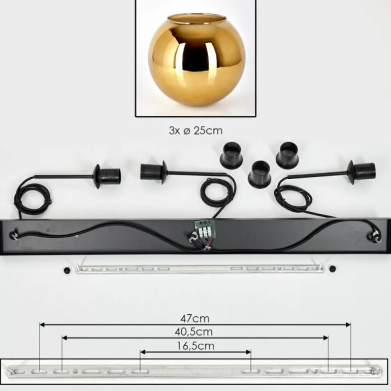 Koyoto Suspension, Boule lumineuse, Suspension Noir, 3 lumières