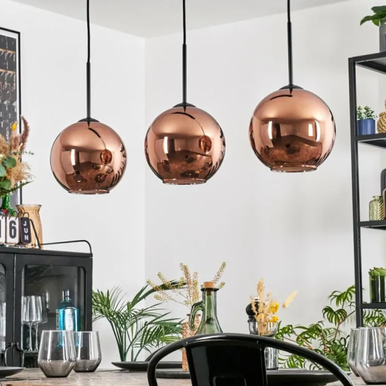 Koyoto Suspension, Boule lumineuse, Suspension Cuivré, 3 lumières