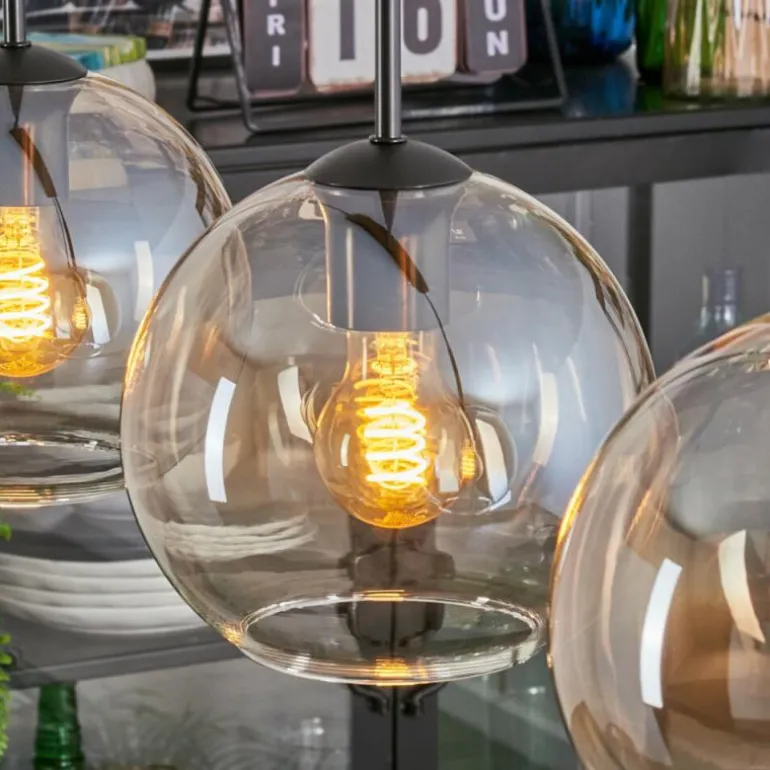 Koyoto Suspension, Boule lumineuse, Suspension Ambre, Clair, 3 lumières