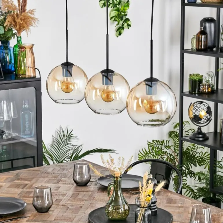 Koyoto Suspension, Boule lumineuse, Suspension Ambre, Clair, 3 lumières