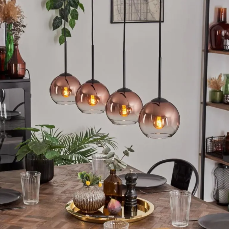 Koyoto Suspension Clair, Cuivré, 4 lumières