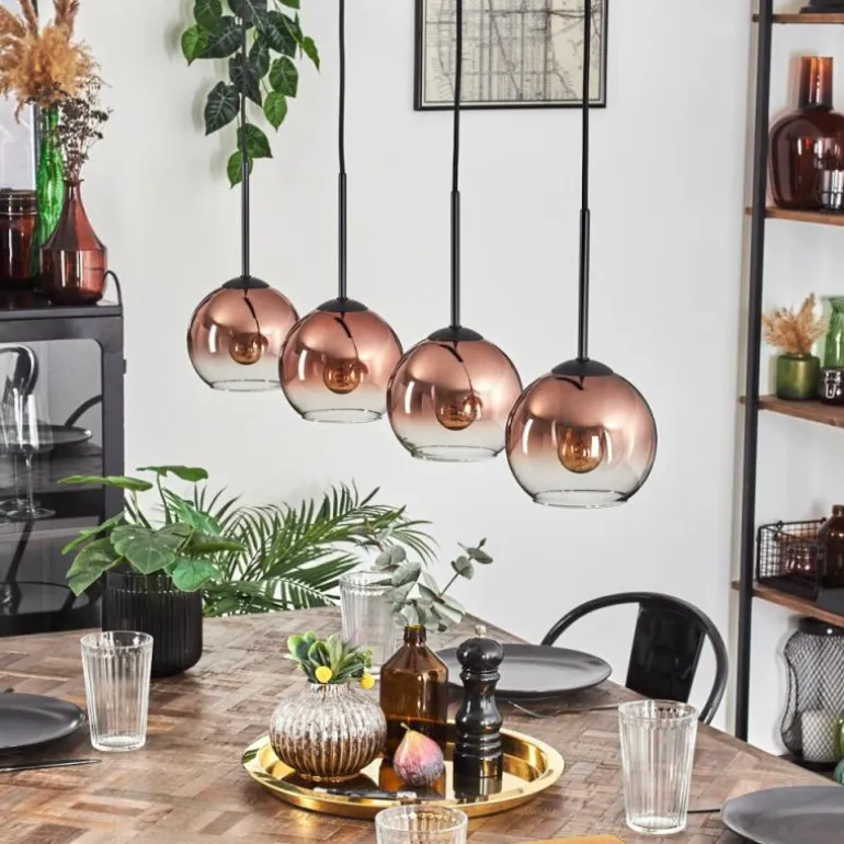Koyoto Suspension Clair, Cuivré, 4 lumières