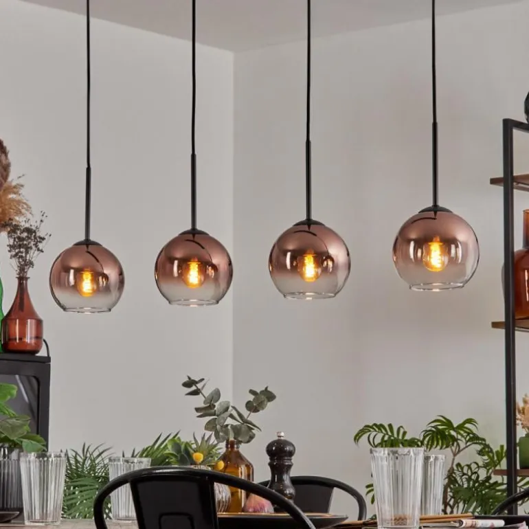 Koyoto Suspension Clair, Cuivré, 4 lumières