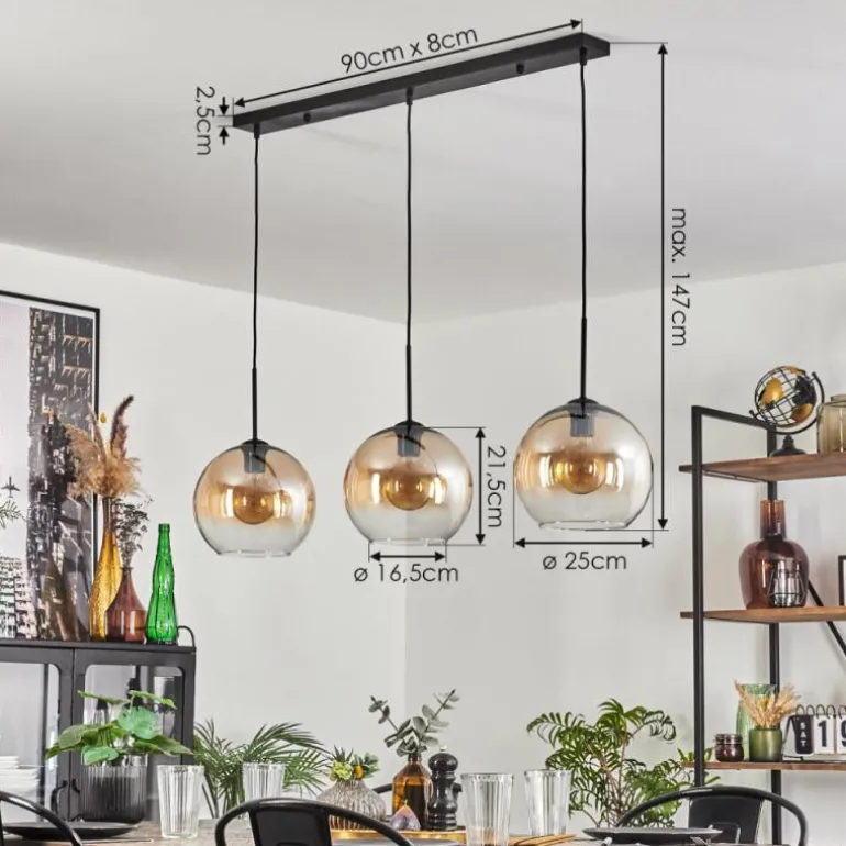 Koyoto Suspension Noir, 3 lumières