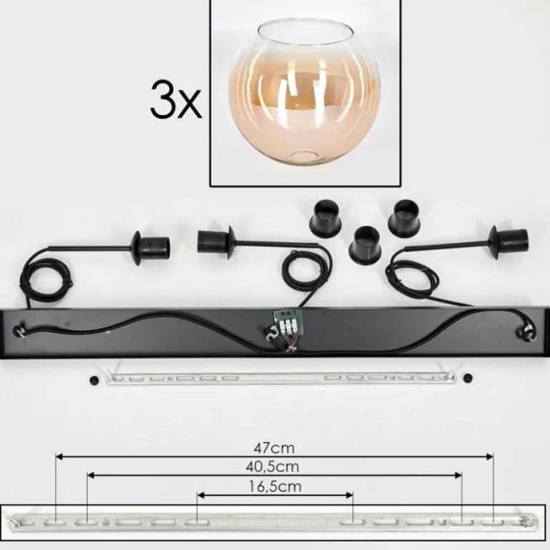 Koyoto Suspension Noir, 3 lumières