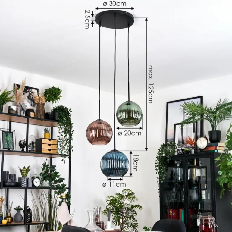 Koyoto Suspension Noir, 3 lumières
