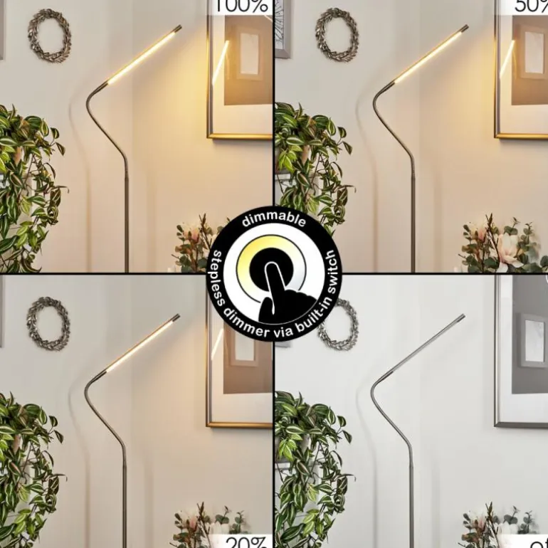 Lampadaire Reuland LED Nickel mat, 1 lumière